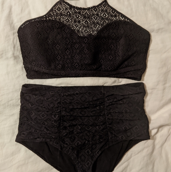 Torrid Black Crochet Bikini